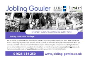 Jobling Gowler Paralegal Job Advert